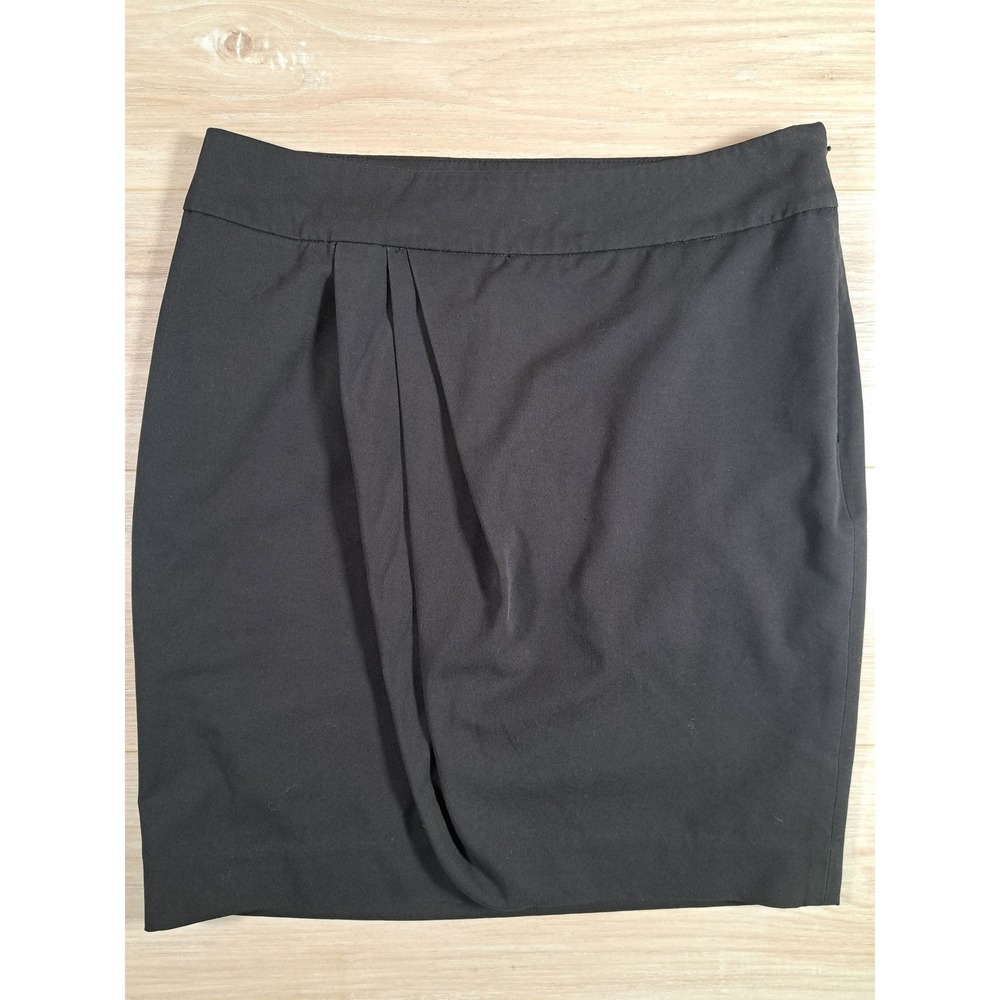 Mossimo‎ Stretch Black Draped Pleat Pencil Skirt Side Zip Size 8